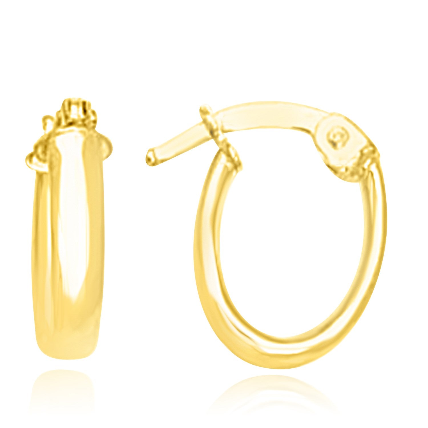 14k Yellow Gold Tube Style Hoop Earrings