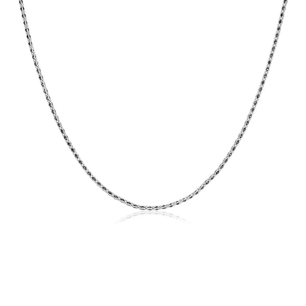 Sterling Silver 18 inch Necklace with Black Cubic Zirconias