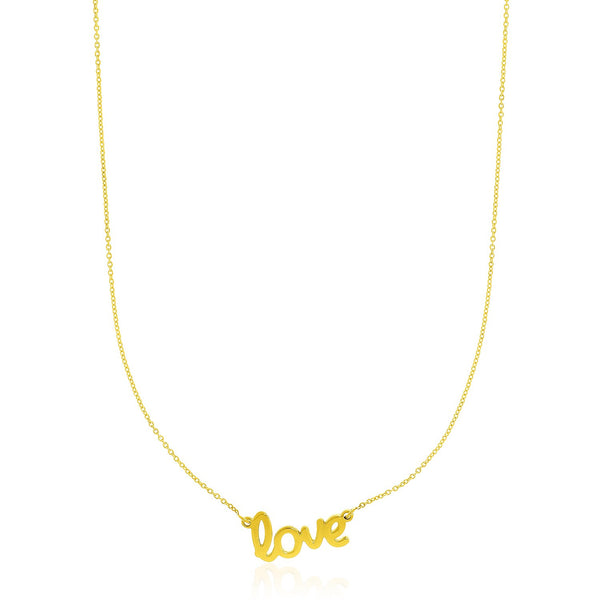 14k Yellow Gold Script LOVE Necklace