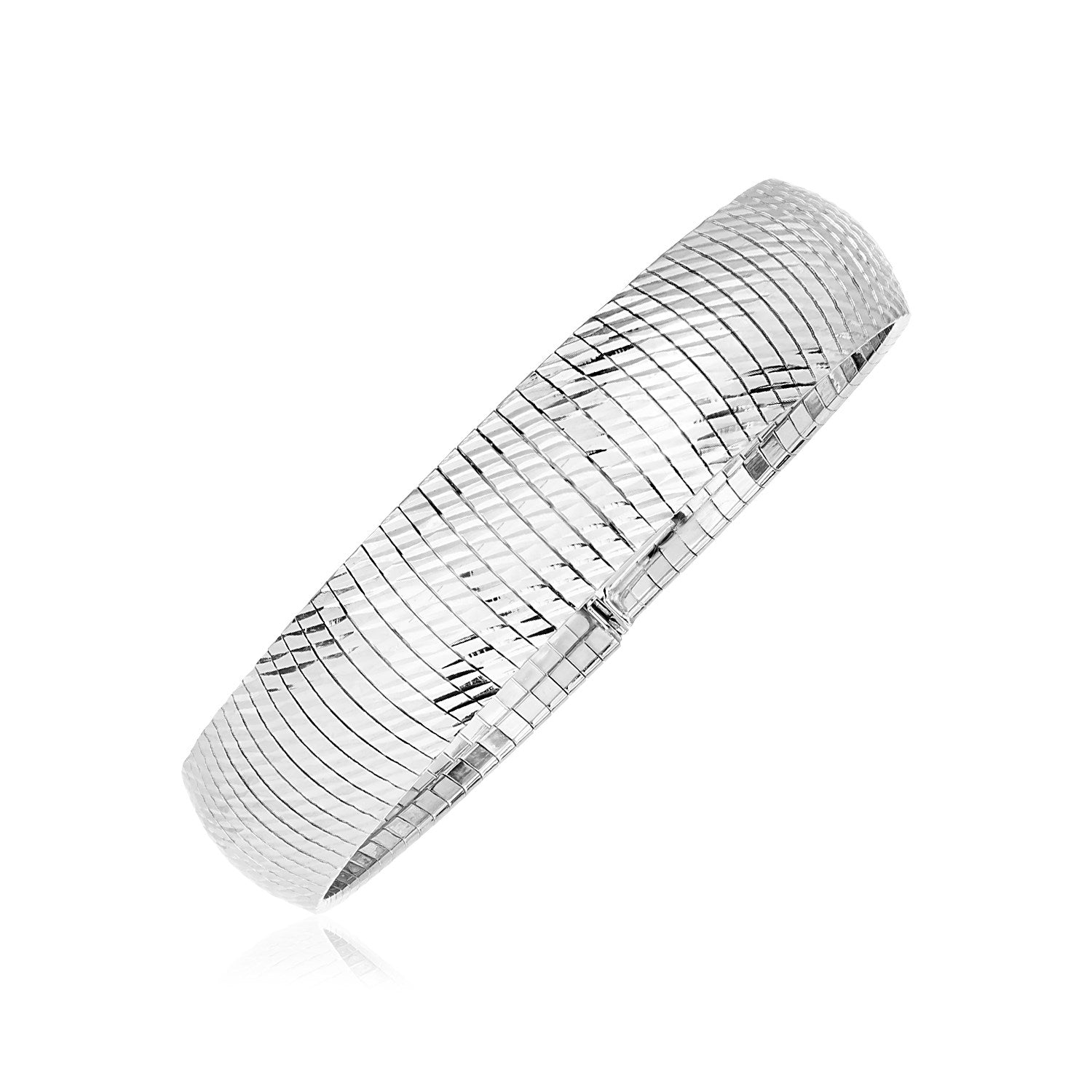 Sterling Silver Serpentine Style Bracelet with Diagonal Texture