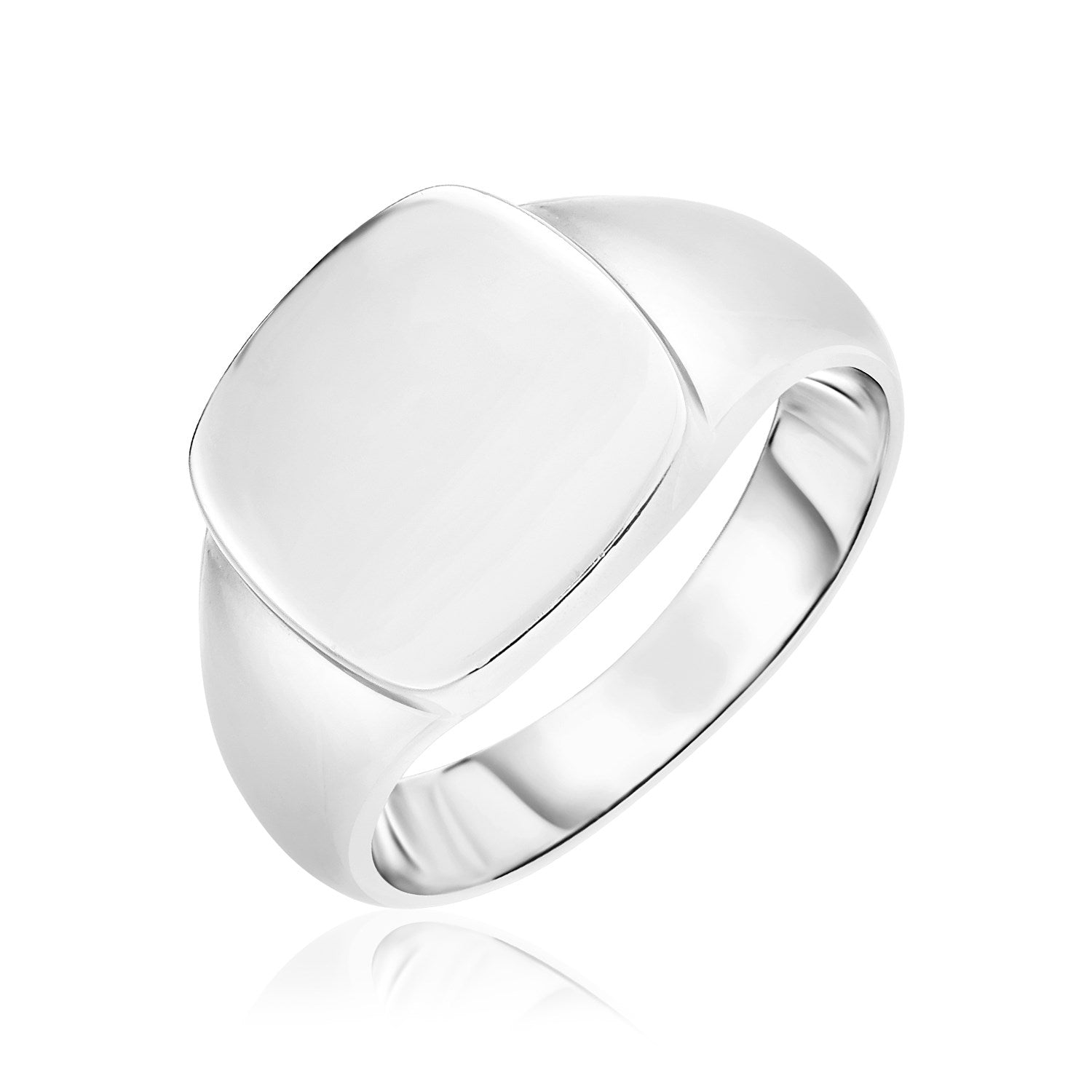 Sterling Silver Polished Square Crown Ring