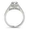 Load image into Gallery viewer, 14k White Gold Round Cut Pave Set Shank Diamond Engagement Ring (1 3/8 cttw)