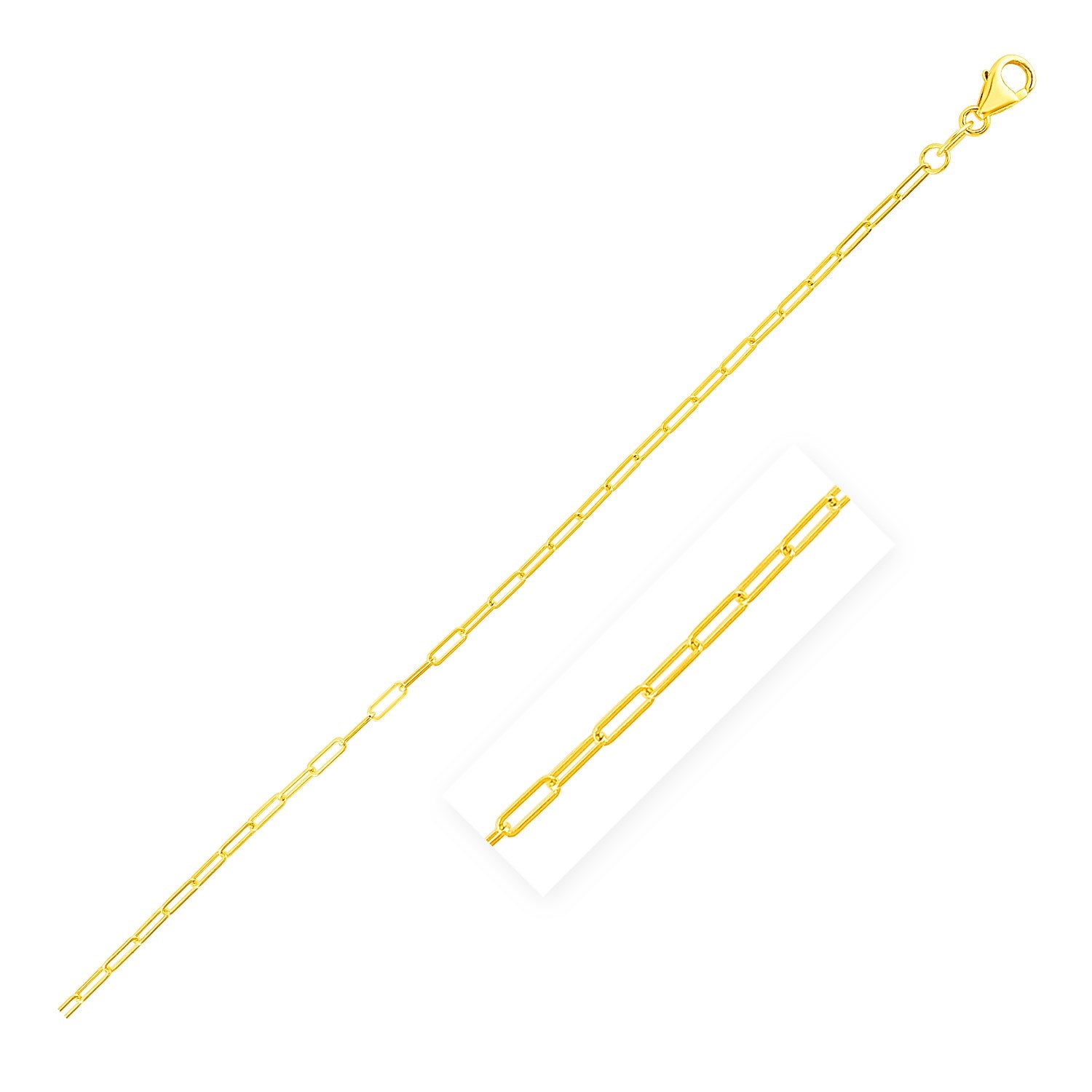 14K Yellow Gold Fine Paperclip Chain (1.5mm)