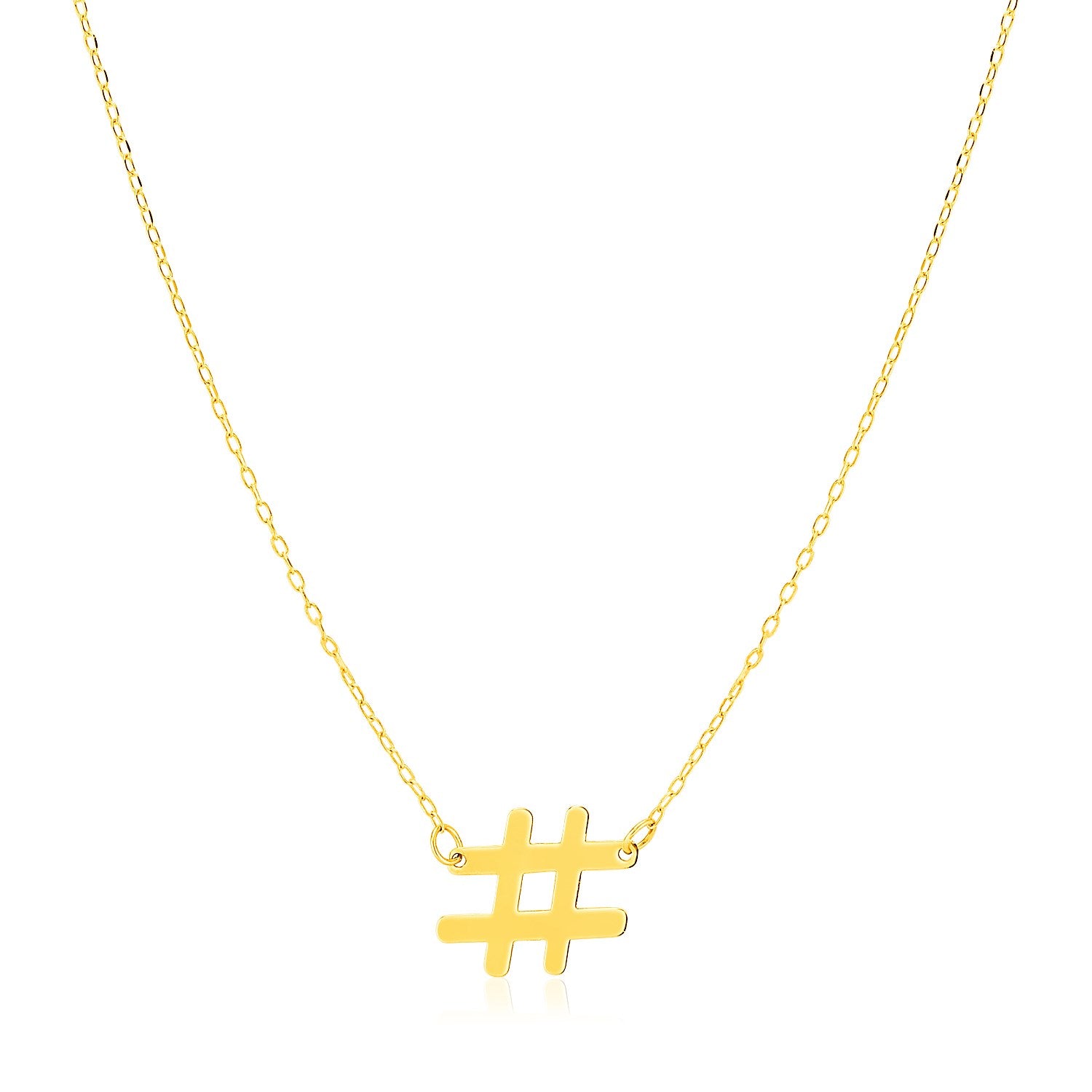 14K Yellow Gold Hashtag Necklace