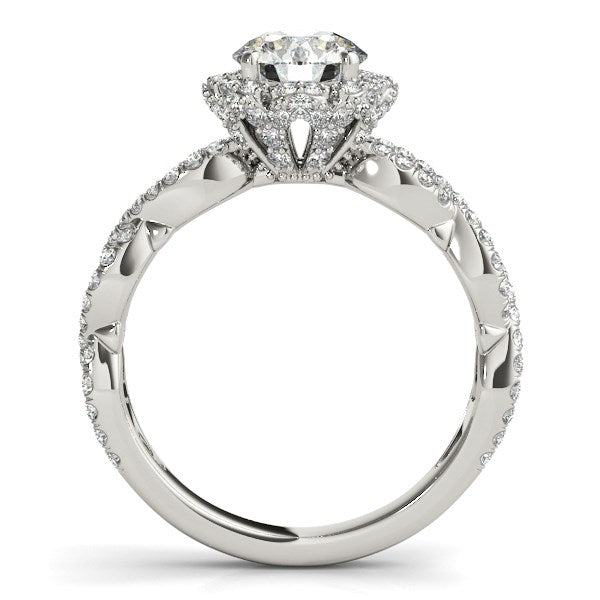 14k White Gold Flower Motif Split Shank Diamond Engagement Ring (1 5/8 cttw)