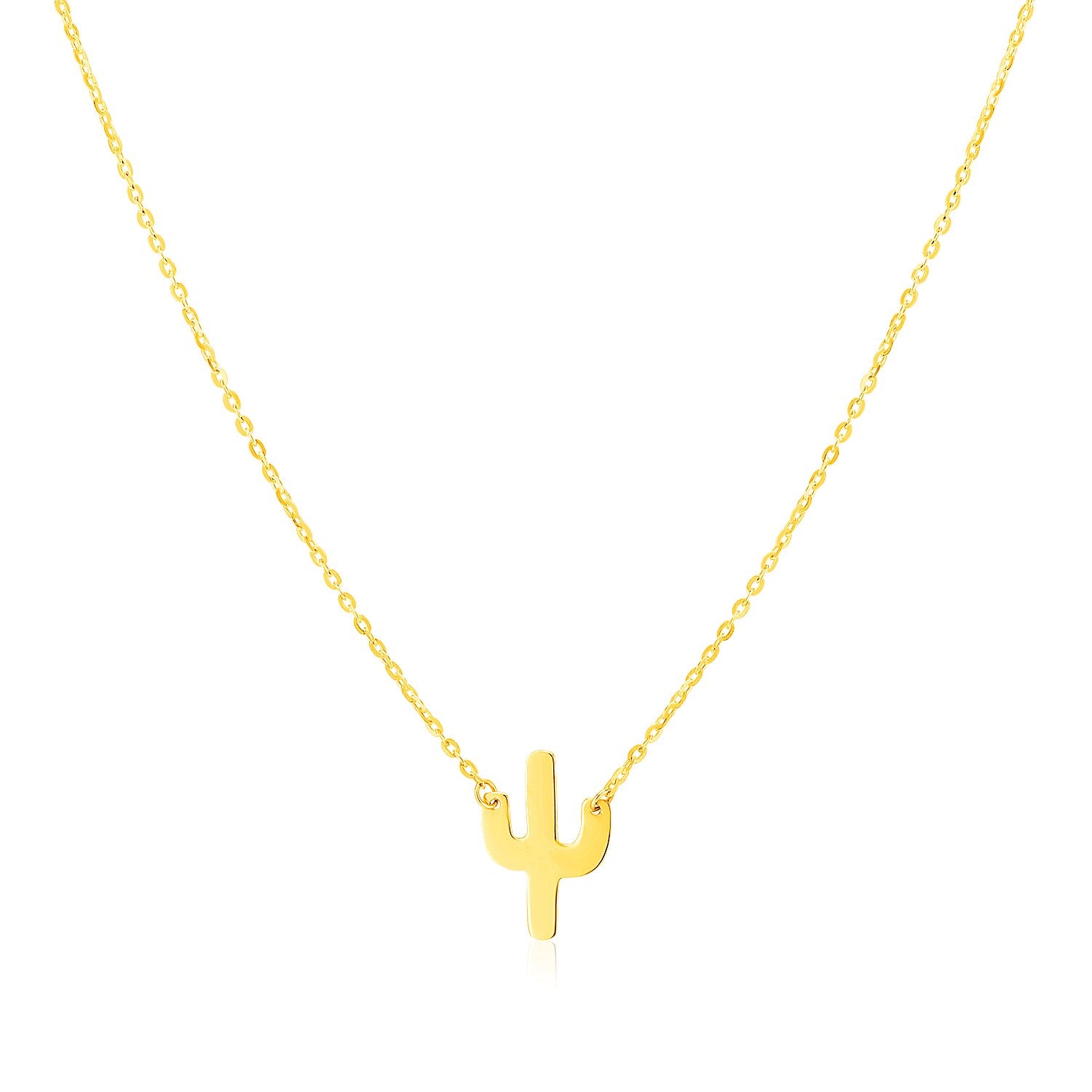 14K Yellow Gold Necklace with Cactus