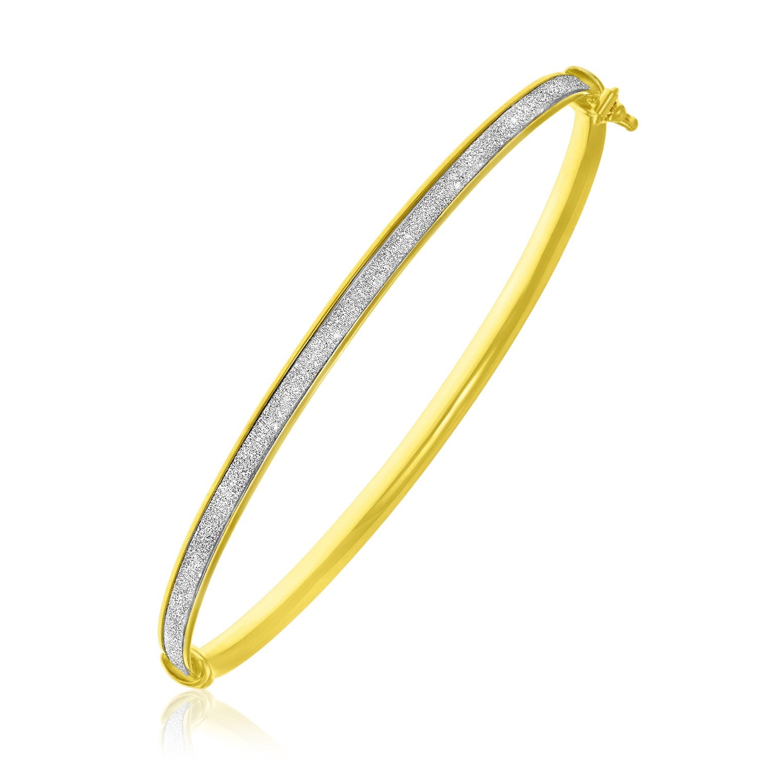 14k Yellow Gold Stackable Glitter Style Bangle