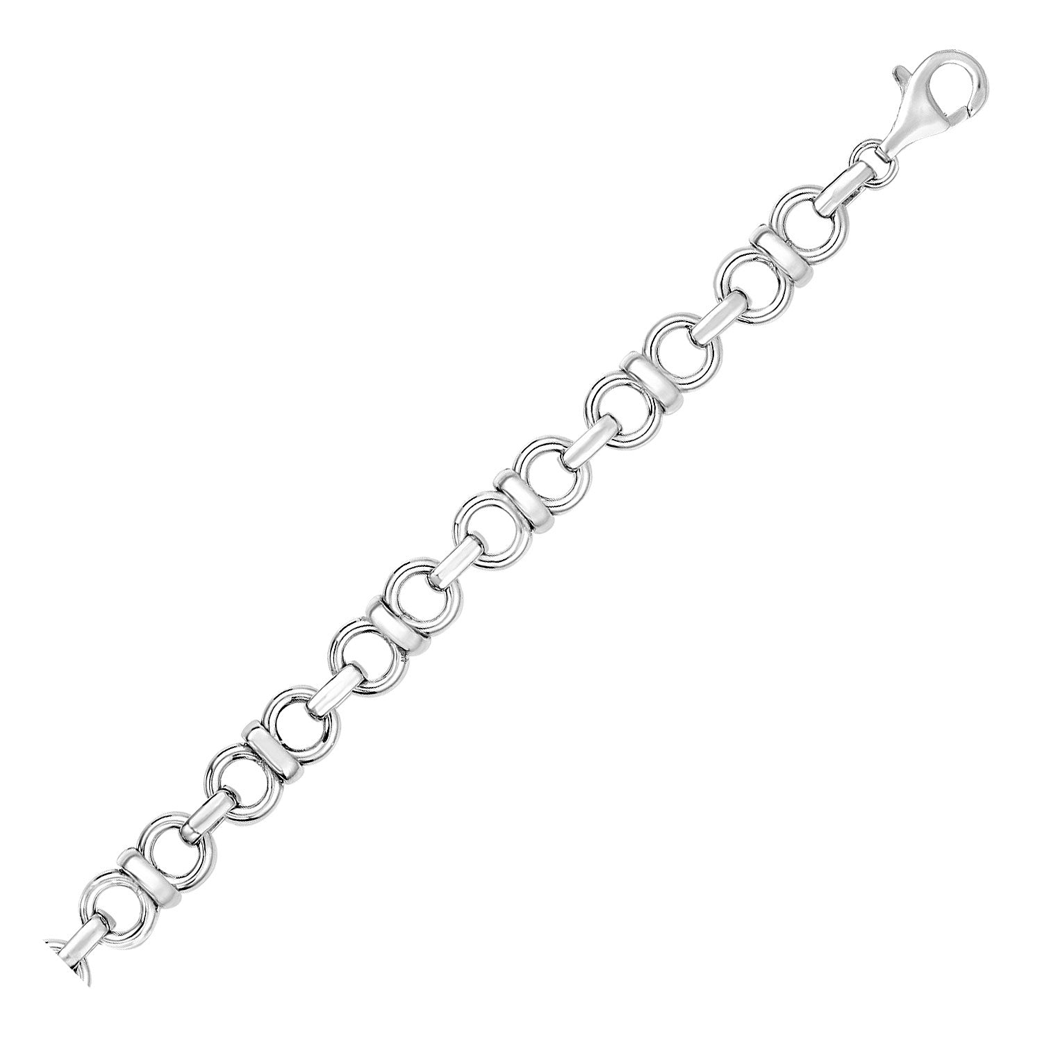 Sterling Silver Bracelet with Circle Link Pairs