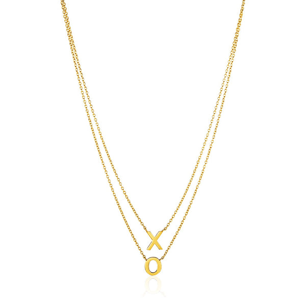 14k Yellow Gold Double-Strand Chain Necklace with inchesX inches and inchesO inches