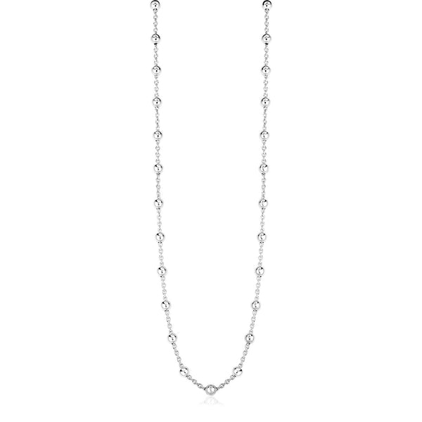 Sterling Silver Station Necklace with Polished Beads