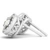 Load image into Gallery viewer, 14k White Gold Round Diamond Halo Milgrain Border Earrings (3/4 cttw)