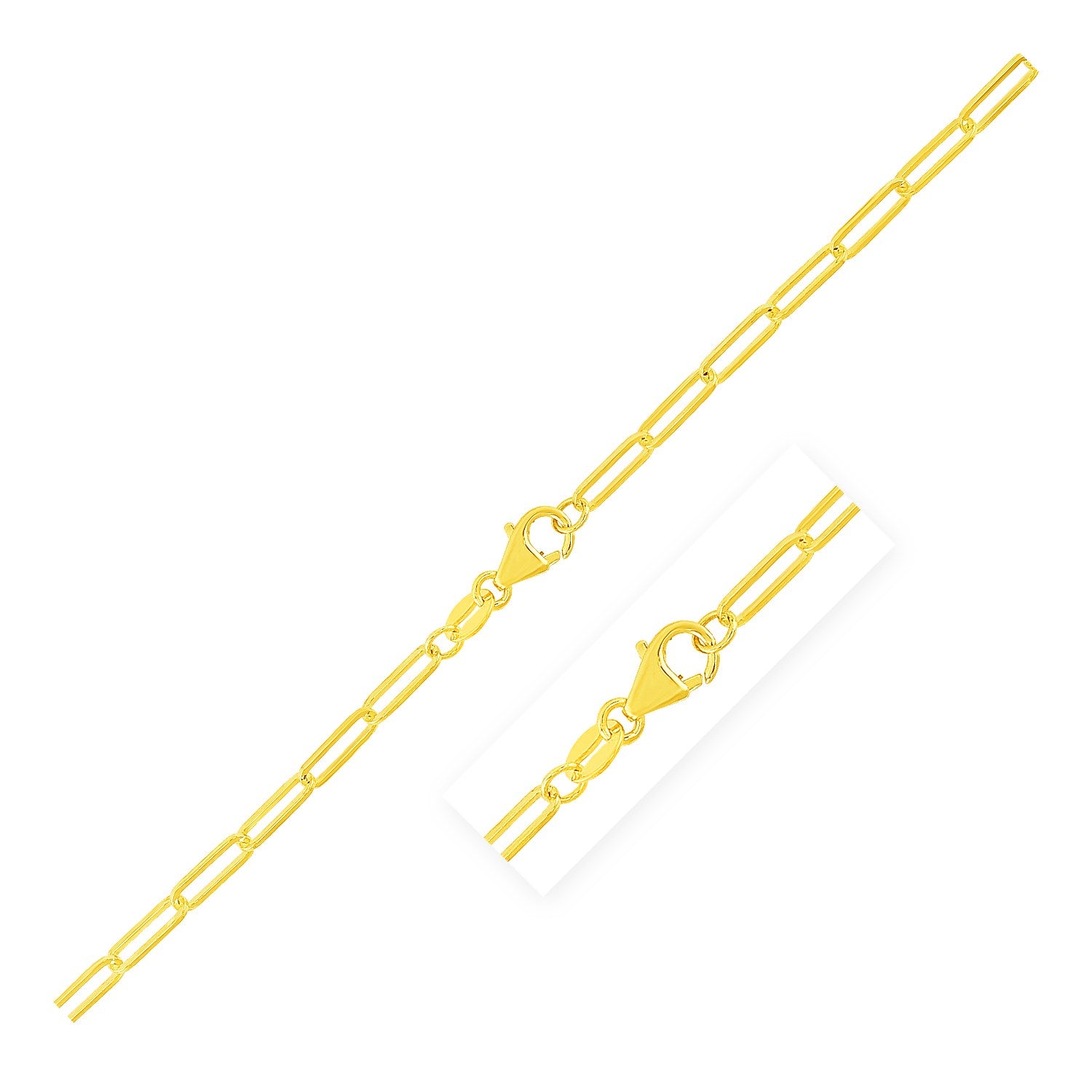 14K Yellow Gold Paperclip Chain (2.5mm)