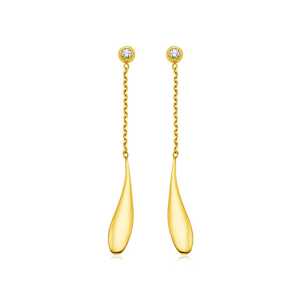 14k Yellow Gold Teardrop Earrings with Diamonds