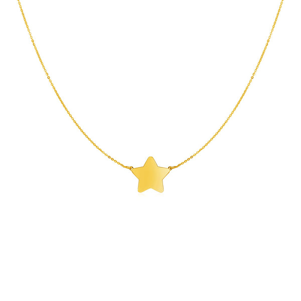 14k Yellow Gold Necklace with Five Pointed Star