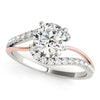 Load image into Gallery viewer, 14k White And Rose Gold Bypass Shank Diamond Engagement Ring (1 1/3 cttw)