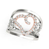 Load image into Gallery viewer, Heart Motif Filigree Style Diamond Ring in 14k White And Rose Gold (1/4 cttw)