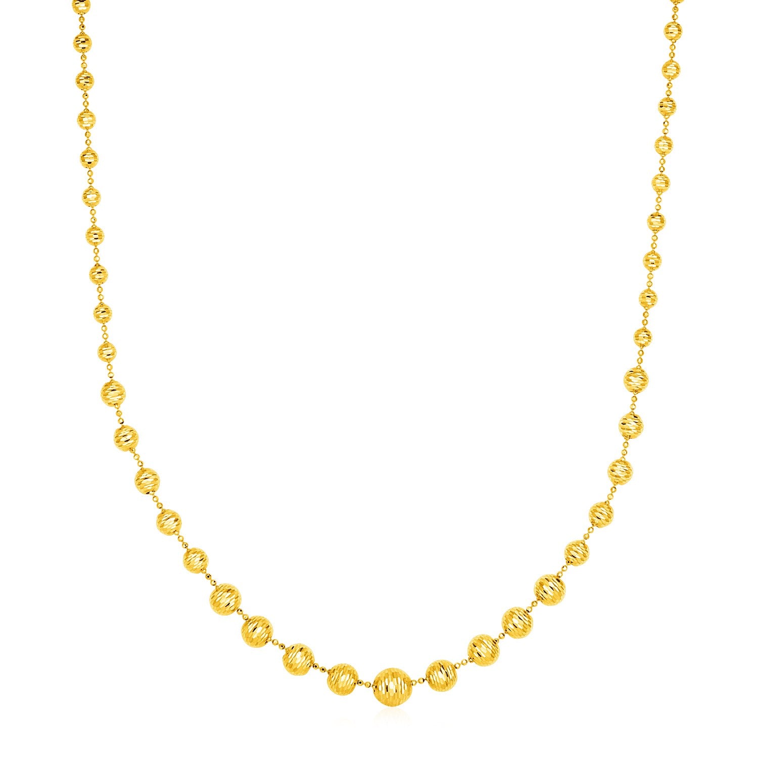 14k Yellow Gold Graduated Beaded Necklace