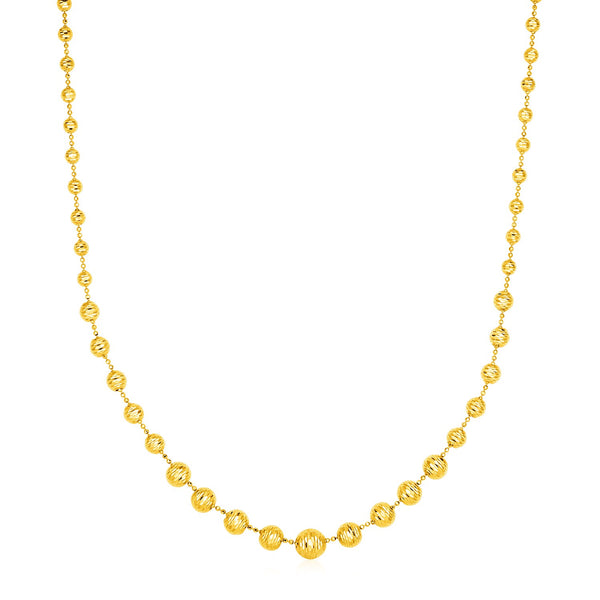 14k Yellow Gold Graduated Beaded Necklace