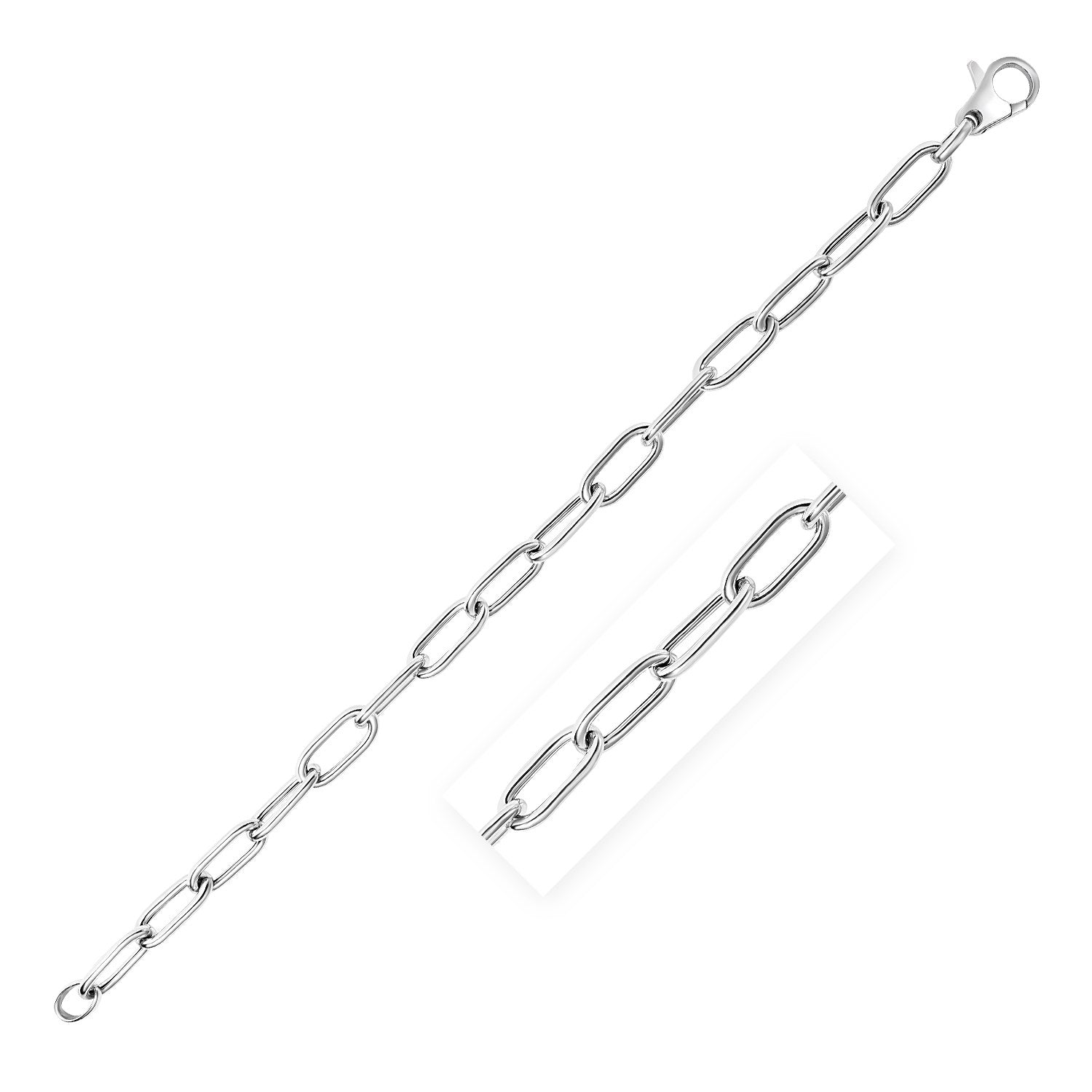 Sterling Silver Wide Paperclip Chain Bracelet