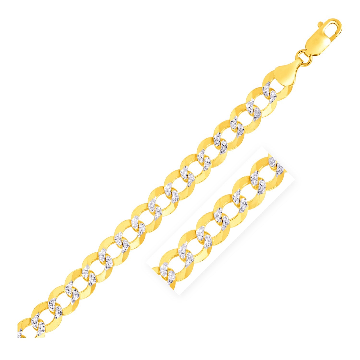 10 mm 14k Two Tone Gold Pave Curb Bracelet