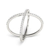 Load image into Gallery viewer, 14k White Gold X Style Thin Ring with Diamonds (1/2 cttw)