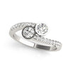 Load image into Gallery viewer, 14k White Gold Round Bezel Setting Two Stone Diamond Ring (5/8 cttw)