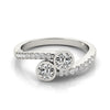 Load image into Gallery viewer, 14k White Gold Round Bezel Setting Two Stone Diamond Ring (5/8 cttw)