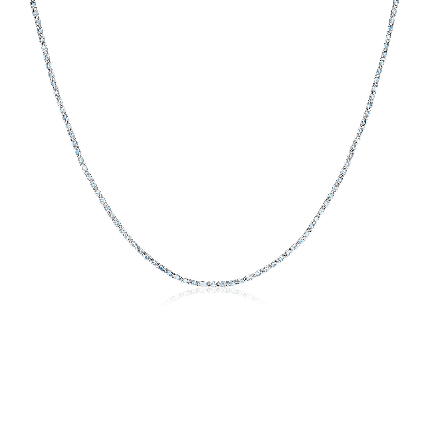 Sterling Silver 18 inch Necklace with Pale Blue Cubic Zirconias