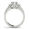 Load image into Gallery viewer, 14k White Gold 3 Stone Pave Set Band Diamond Engagement Ring (1 7/8 cttw)