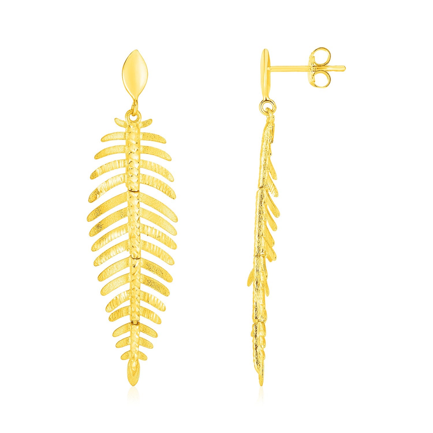 14K Yellow Gold Leaf Earrings