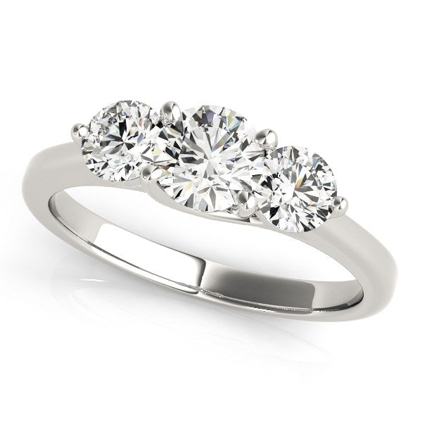 14k White Gold Classic 3 Stone Round Diamond Engagement Ring (1 cttw)