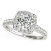Load image into Gallery viewer, Square Shape Halo Diamond Engagement Ring in 14k White Gold (1 1/2 cttw)