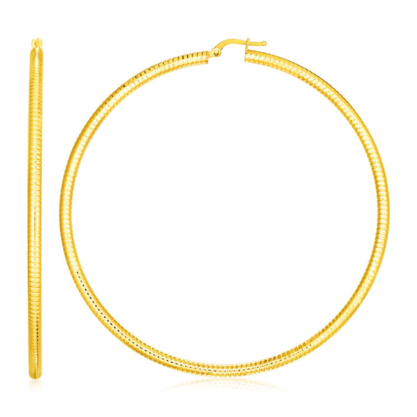 14k Yellow Gold Polished Large Round Hoop Earrings