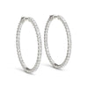 Load image into Gallery viewer, 14k White Gold Diamond Hoop Earrings with Shared Prong Setting (2 cttw)