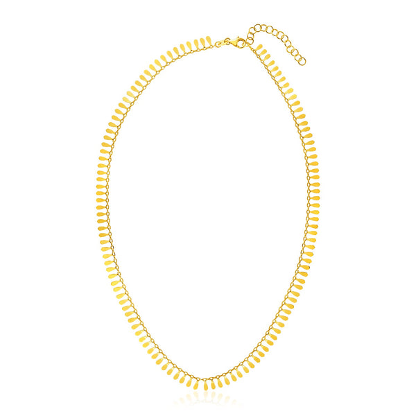 14k Yellow Gold 18 inch Necklace with Polished Petal Motifs