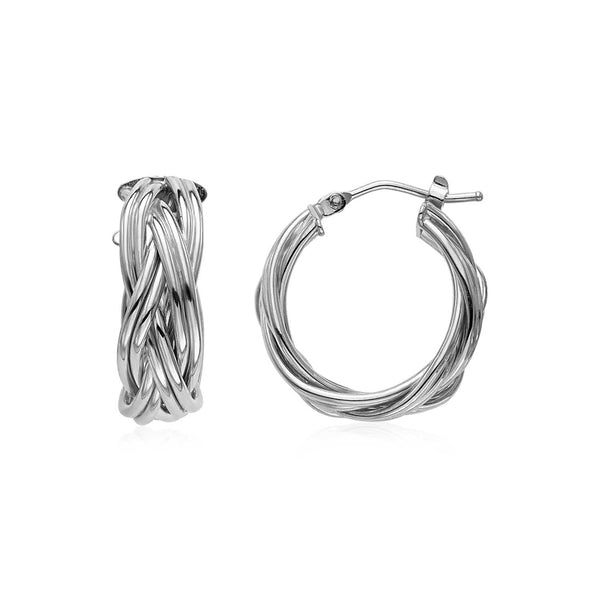 14k White Gold Braided Hoop Earrings