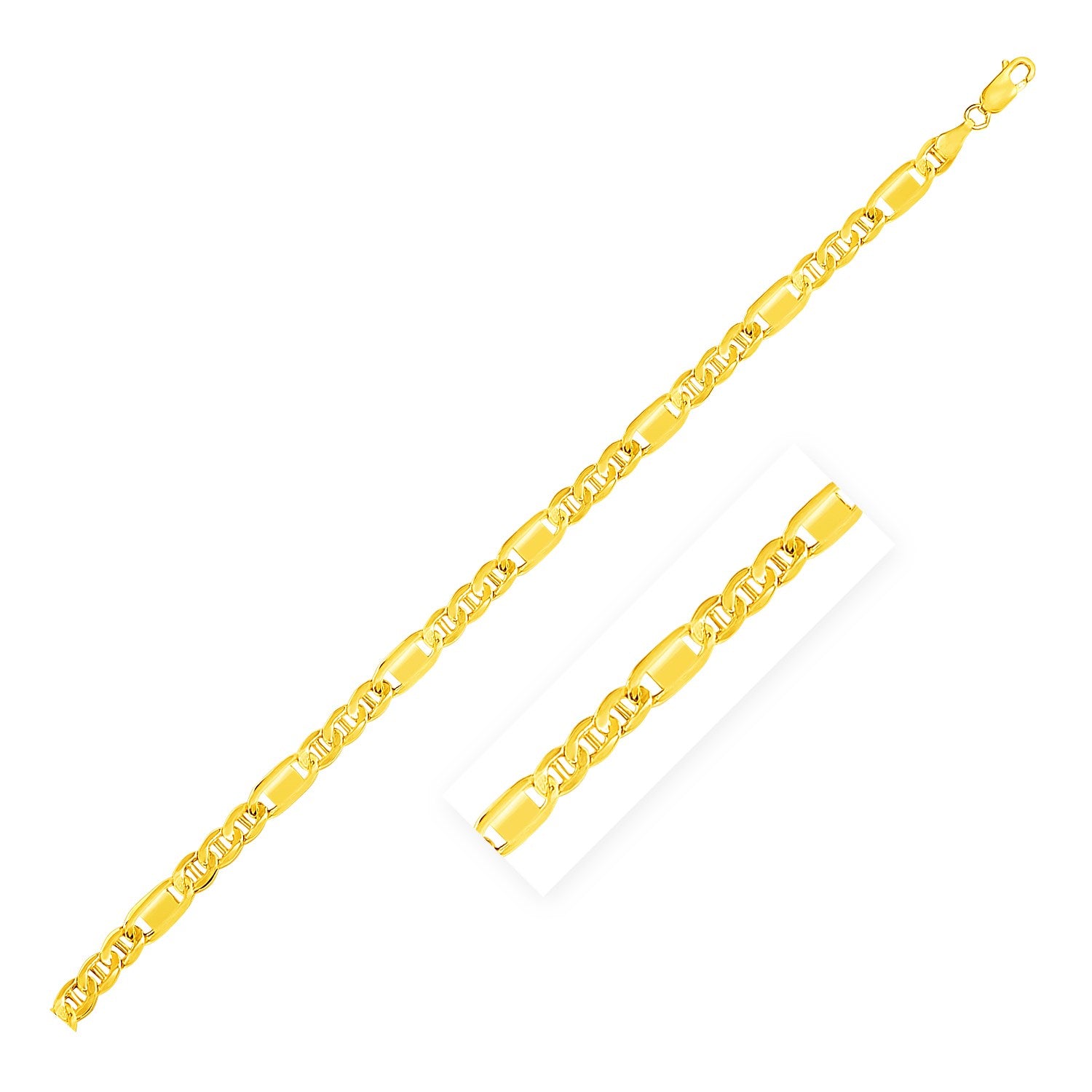 14K Yellow Gold Polished Bar Link Chain (6.0mm)