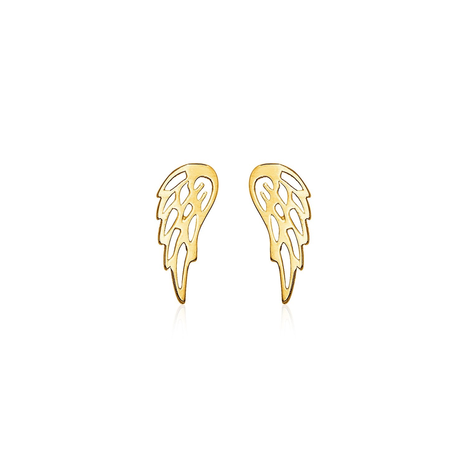 14k Yellow Gold Polished Wing Post Earrings