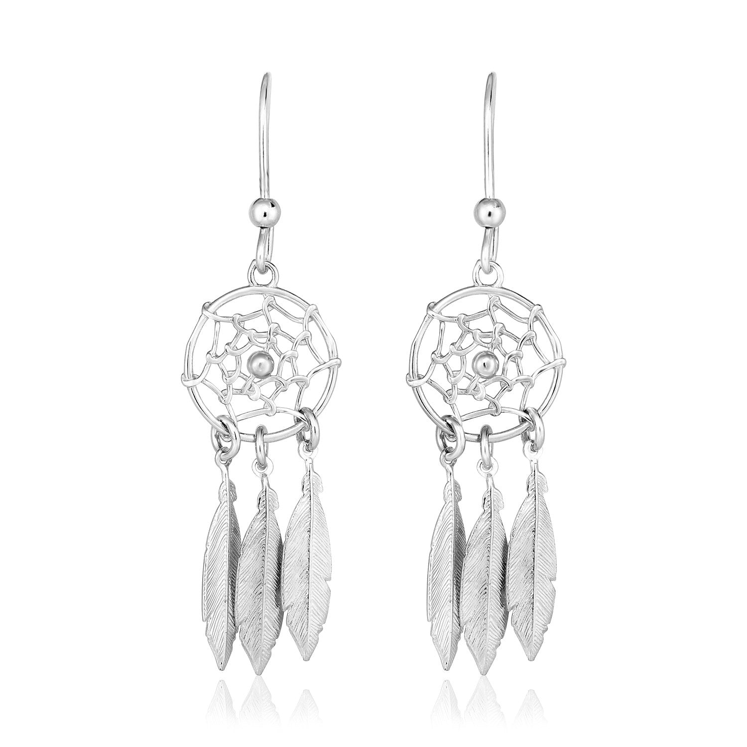 Sterling Silver Dream Catcher Dangle Earrings