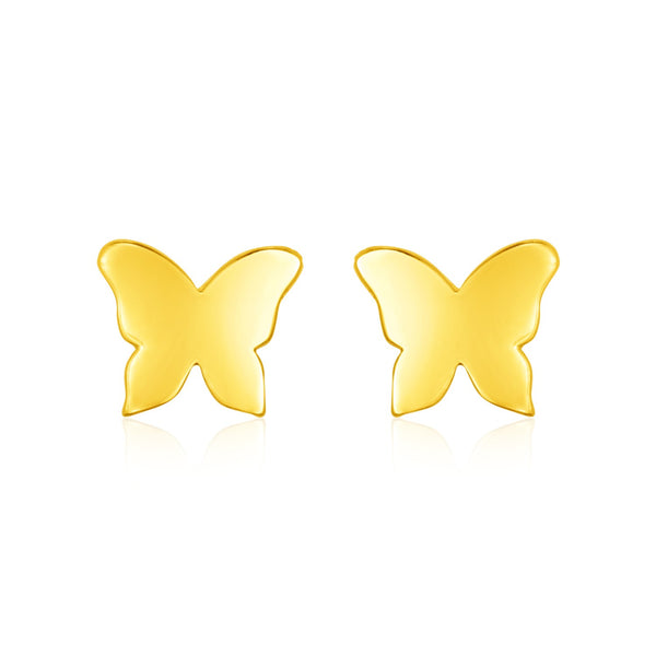 14k Yellow Gold Polished Butterfly Post Earrings