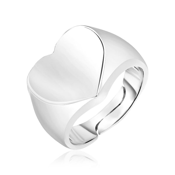 Sterling Silver Polished Heart Crown Ring