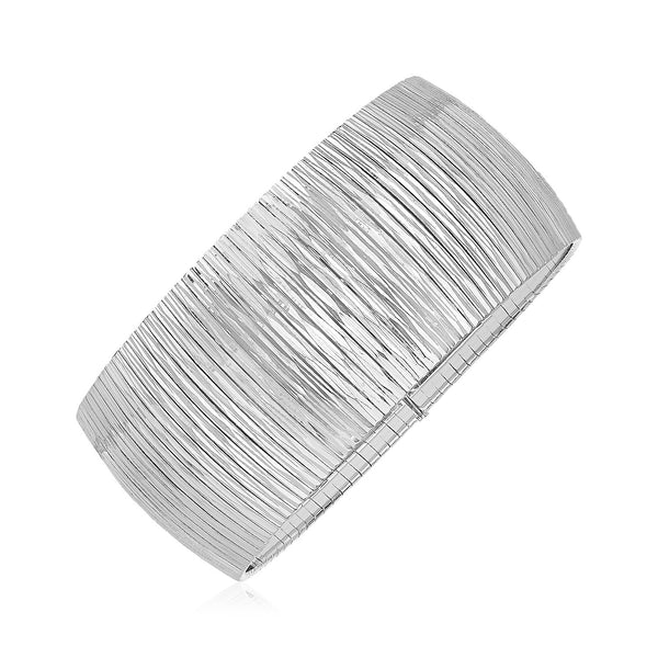 Sterling Silver Serpentine Style Bracelet with Linear Texture