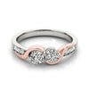 Load image into Gallery viewer, 14k White And Rose Gold Round Two Diamond Curved Band Ring (5/8 cttw)