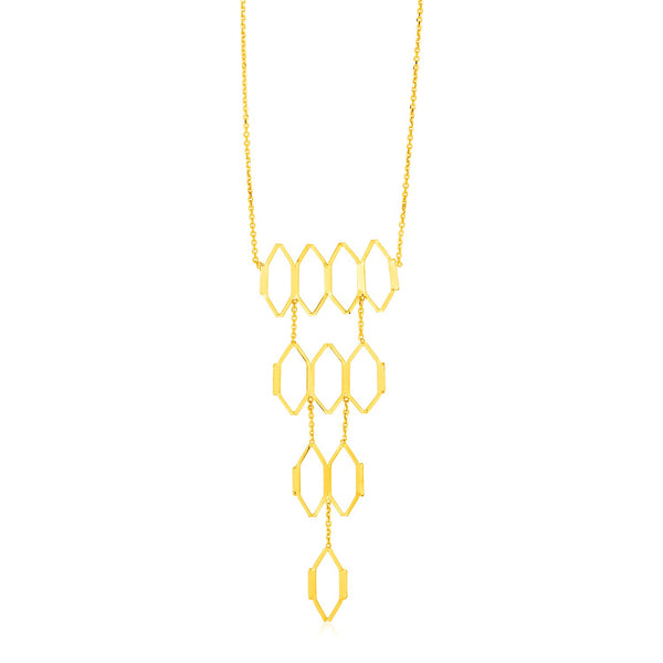 14K Yellow Gold Tiered Honeycomb Motif Necklace