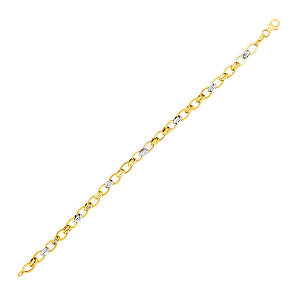 14k Two Tone Gold Oval Link Bracelet