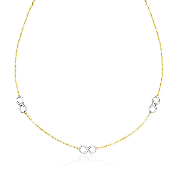 14k Two-Tone Gold Chain Necklace with Polished Infinity Stations