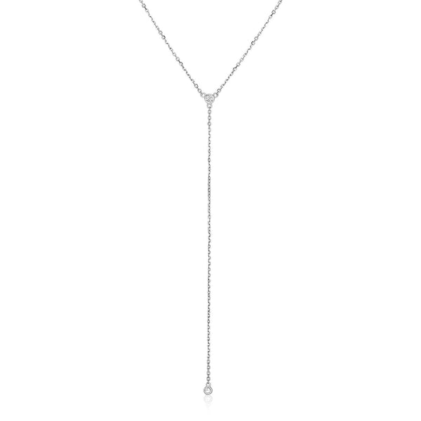 14k White Gold 20 inch Lariat Necklace with Diamonds