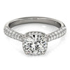 Load image into Gallery viewer, 14k White Gold Halo Graduated Pave Shank Diamond Engagement Ring (1 1/3 cttw)