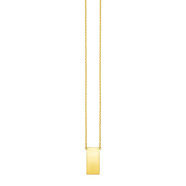 14k Yellow Gold Necklace with Polished Bar Pendant