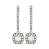 Load image into Gallery viewer, Cushion Shape Halo Style Diamond Drop Earrings in 14k White Gold (1/2 cttw)